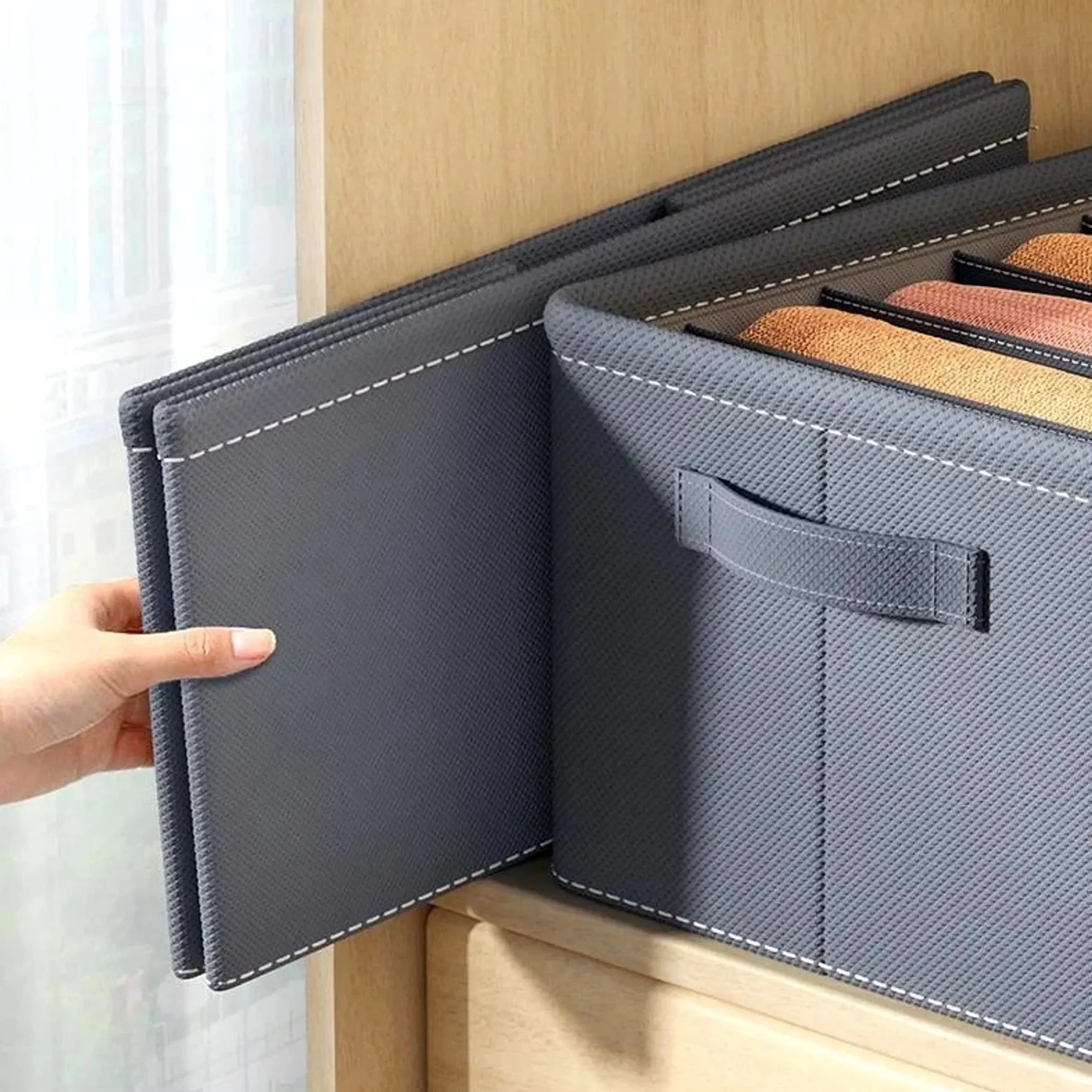 Organizerbox für Kleidung – starr, grau, für Schrank